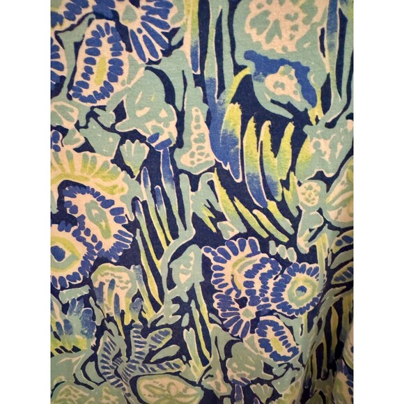 Lilly Pulitzer Top Sz M Dark Blue Green Tropical Indigo Sunset Soft Cotton - Picture 5 of 8